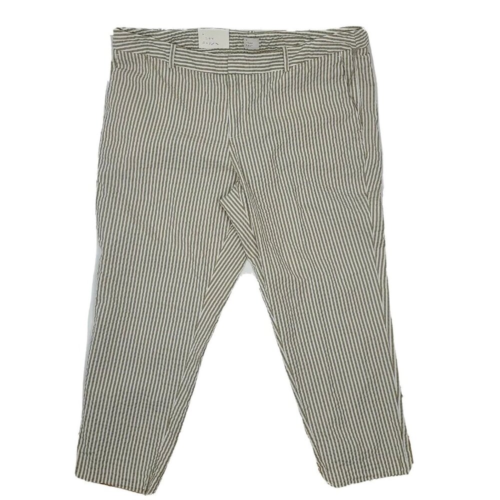 NWT A New Day Tan White Striped Slim Mid Rise Ankle Pants Womens Size 18‎